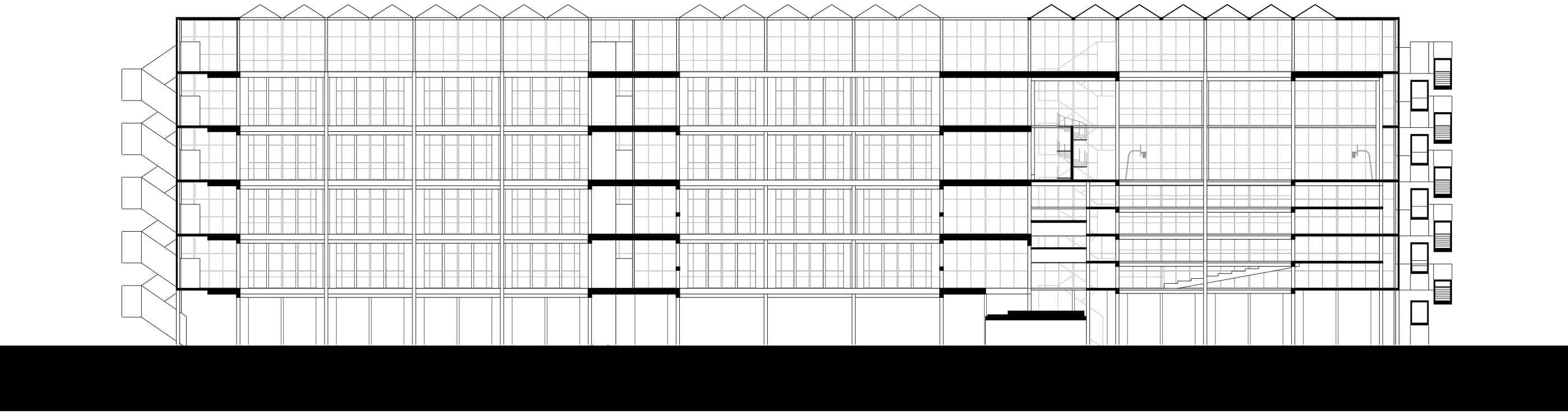 The Modern Villa — long section, 1:250